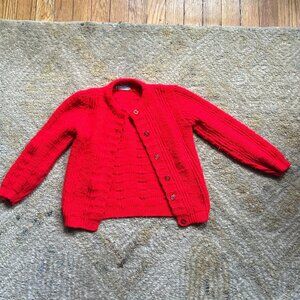 1970s Vintage Red Cardigan Sweater - 3T / 4T